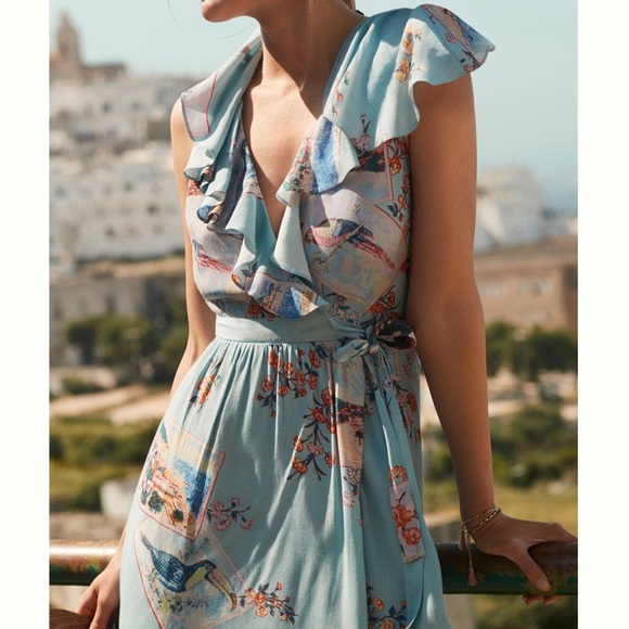 Anthropologie Blue Floral Mini Dress - Picture 1 of 7